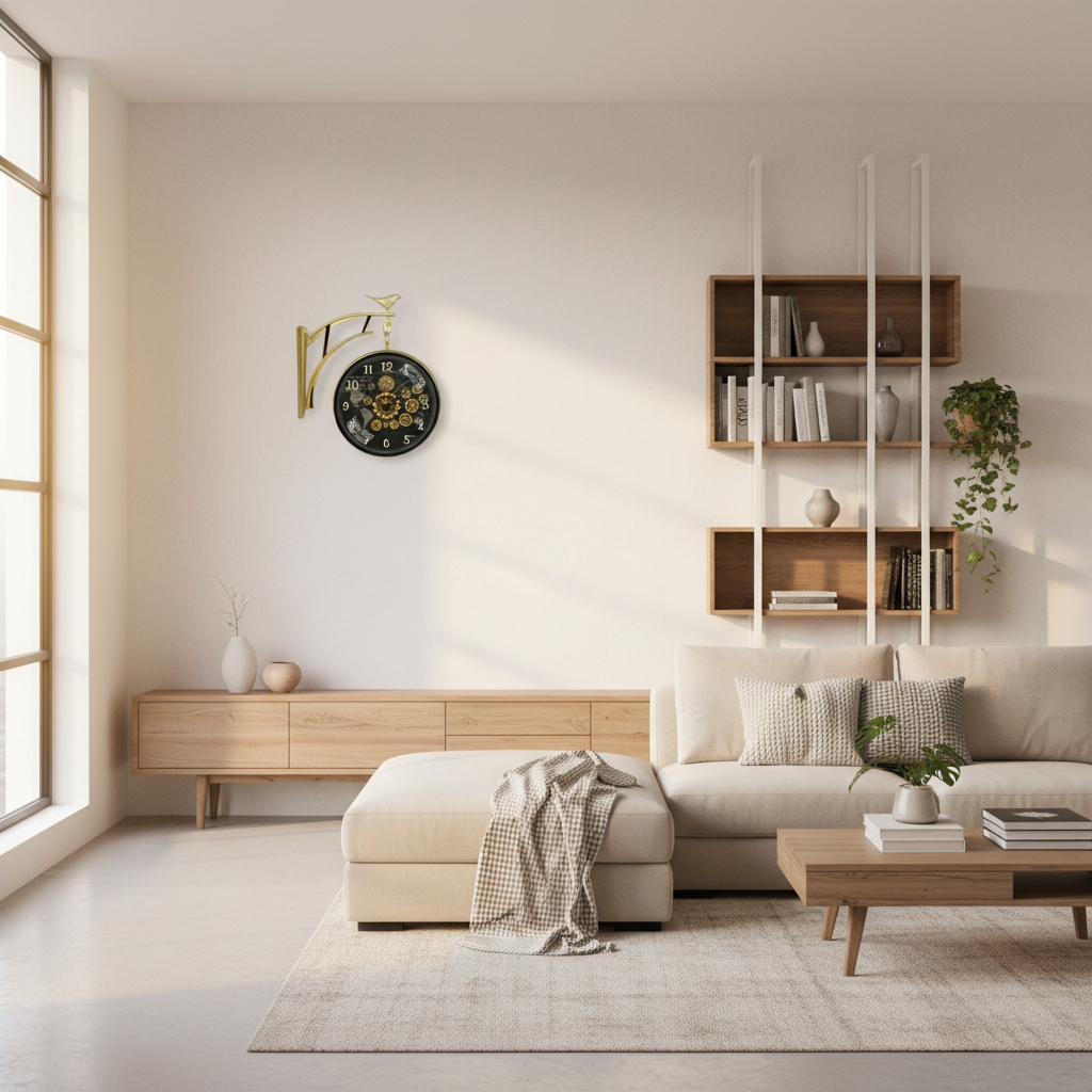 The clock Factory s7WorldMap Double Sided Wall Clock with Steampunk Gears and World Map Dial, Antique Gold - The clock Factory - Double Sided Clocks - ["Vintage", "Steampunk", "Double Sided" - Image 3