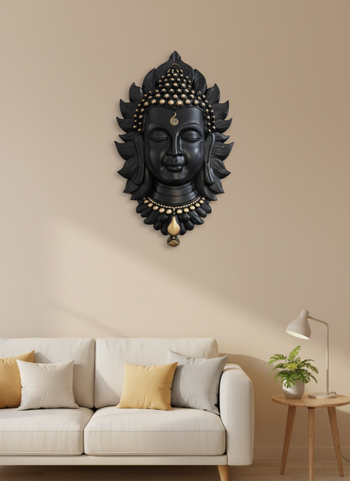 Sizzero BuddhaFace - Sizzero BuddhaFace-blackgolden - Premium Wall Art