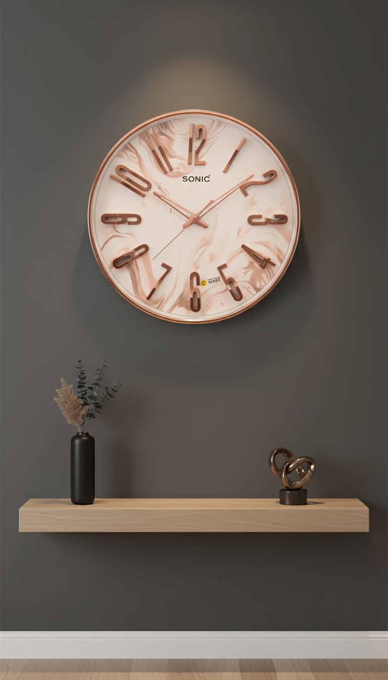 Sonic 1281 Modern Analog Wall Clock with Silent Sweep and Marble Effect Dial - Decor 5