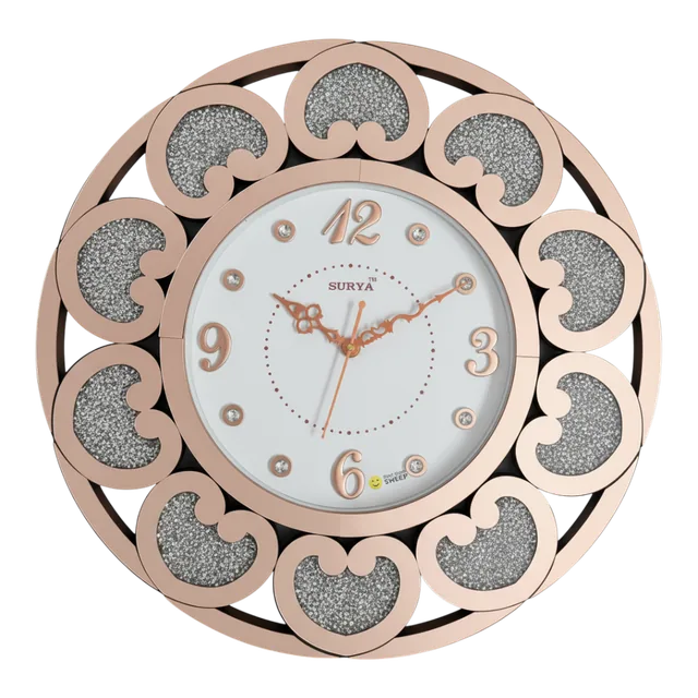Rose Gold Sparkle Wall Clock - Surya S239 - Surya - Wall Clock 18 inch - Wall Clock, Rose Gold, Crystal Accents - Image 9