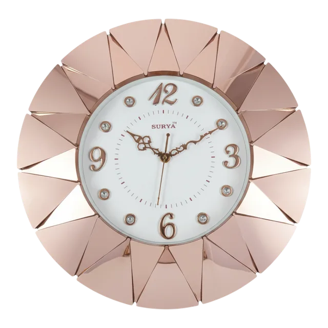 Rose Gold Sunburst Wall Clock - Surya S249 - Surya - Wall Clock 15.9 inch - Wall Clock, Rose Gold, Sunburst - Image 9