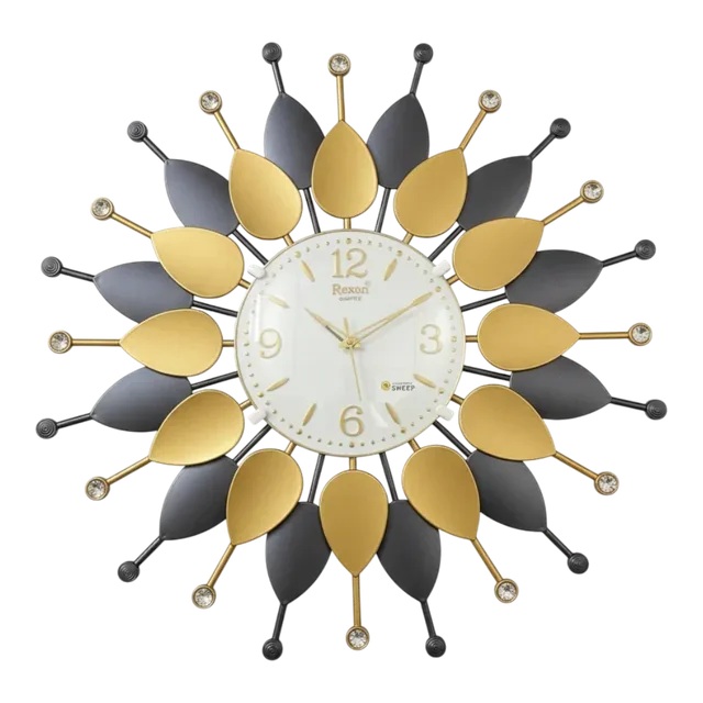 Roxon 1300 Gold & Gray Metal Wall Clock