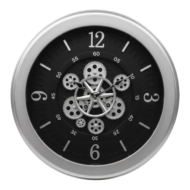 Sapna 3451 Gear Wall Clock - Silver & Black