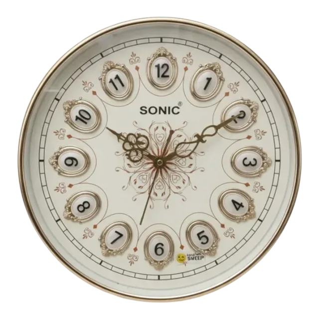Sonic 1221 Gold Wall Clock: Elegant Quartz Design