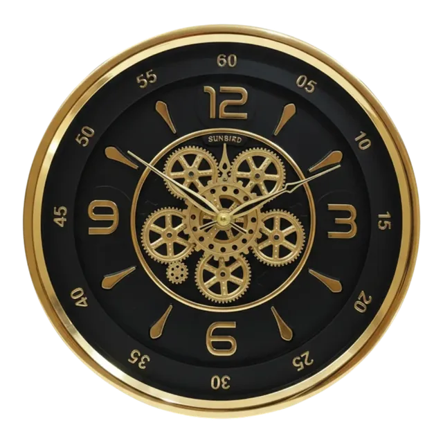Sunbird 3131 Gold Gear Wall Clock