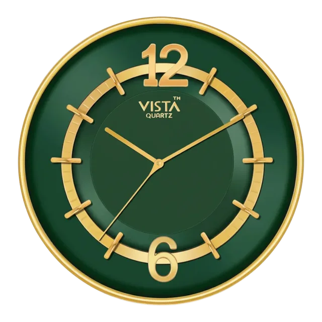 Vista 7020: Gold & Green Wall Clock
