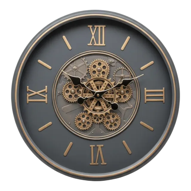 Steampunk Gear Wall Clock - Dark Grey