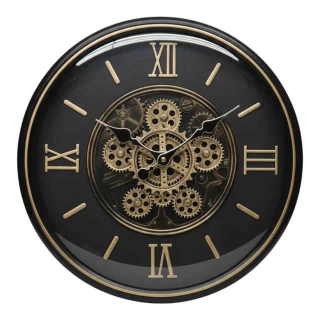 Steampunk Gear Wall Clock - Black & Gold - The clock Factory - Wall Clock 16 inch - Wall Clock, Gear Clock, Steampunk - Image 9