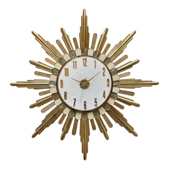 Luxurious Gold Sunburst Wall Clock - Elegant Decor - The clock Factory - Wall Clock 26 inch - Sunburst Clock, Gold Wall Decor, Decorative Timepiece - Image 9
