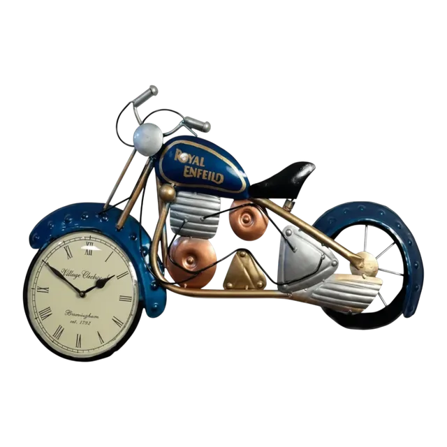 Vintage Motorcycle Wall Clock - Royal Enfield Inspired Metal Art - The clock Factory