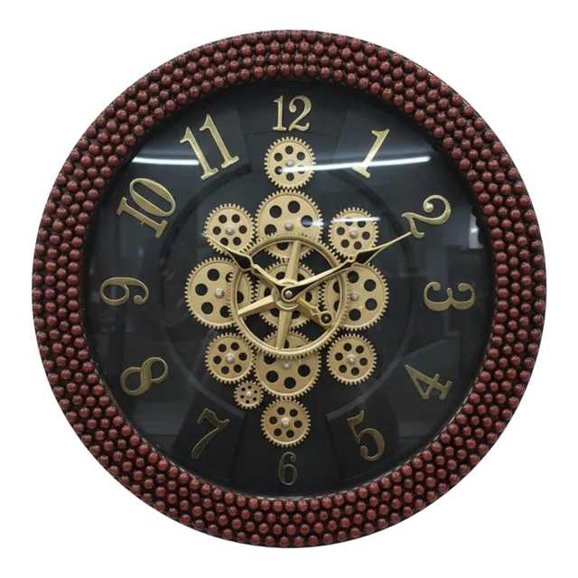 The clock Factory 3551 Steampunk Exposed Gear Wall Clock with Beaded Frame - The clock Factory