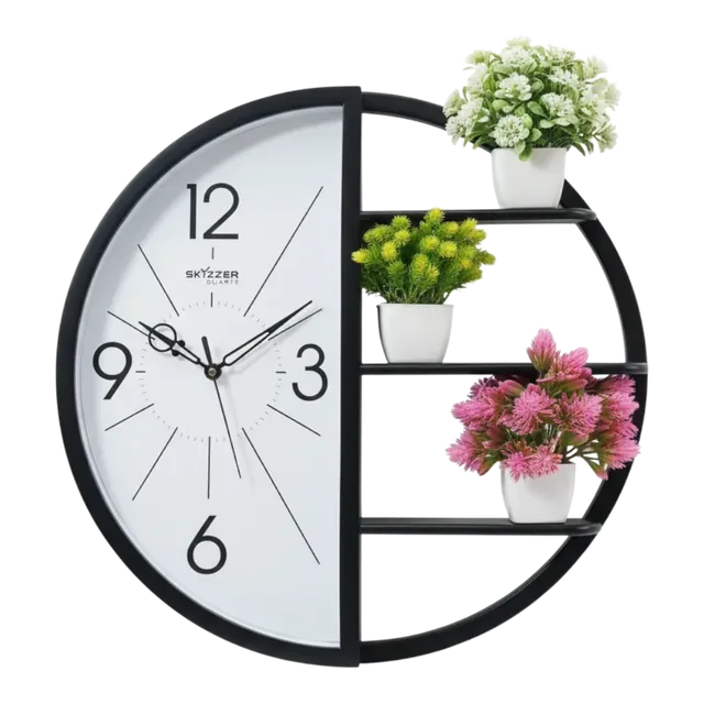 SkyZZer 1616 Modern Half-Round Wall Clock with Integrated Display Shelves - SkyZZer - Wall Clock - ["Modern", "Home Decor", "Analog Clock" - Image 7