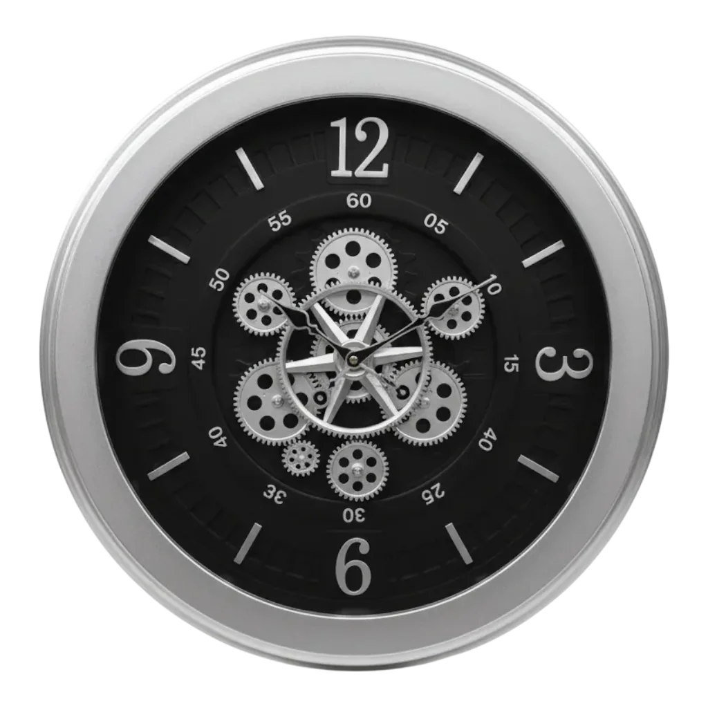 Sapna 3451 Gear Wall Clock - Silver & Black