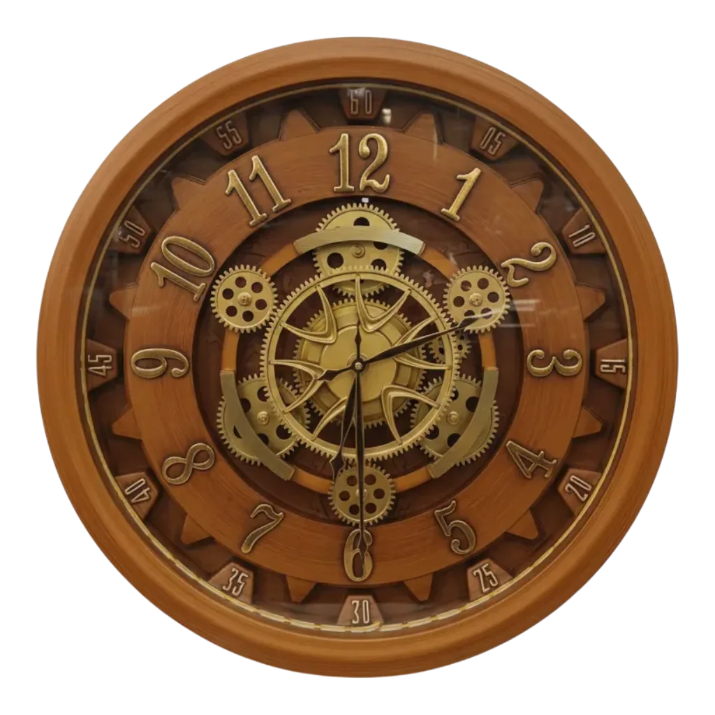 Milan H55 Gear Wall Clock: Rustic Charm
