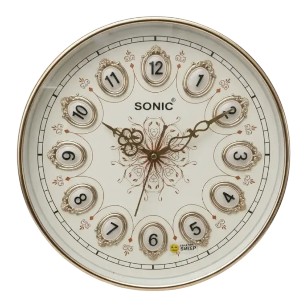 Sonic 1221 Gold Wall Clock: Elegant Quartz Design