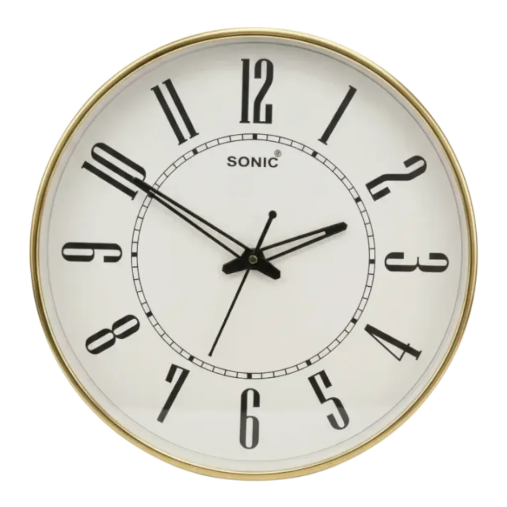 Sonic 231 Gold Wall Clock - Elegant Timepiece
