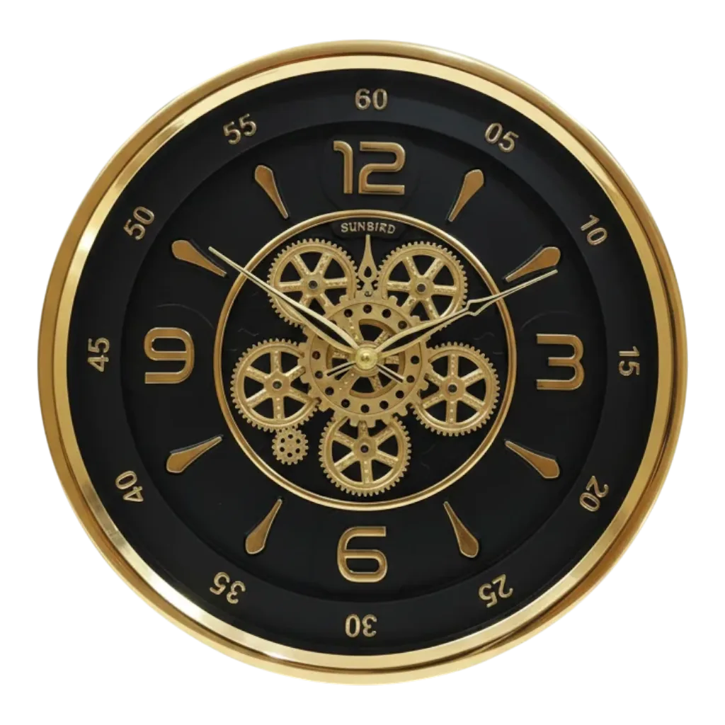 Sunbird 3131 Gold Gear Wall Clock