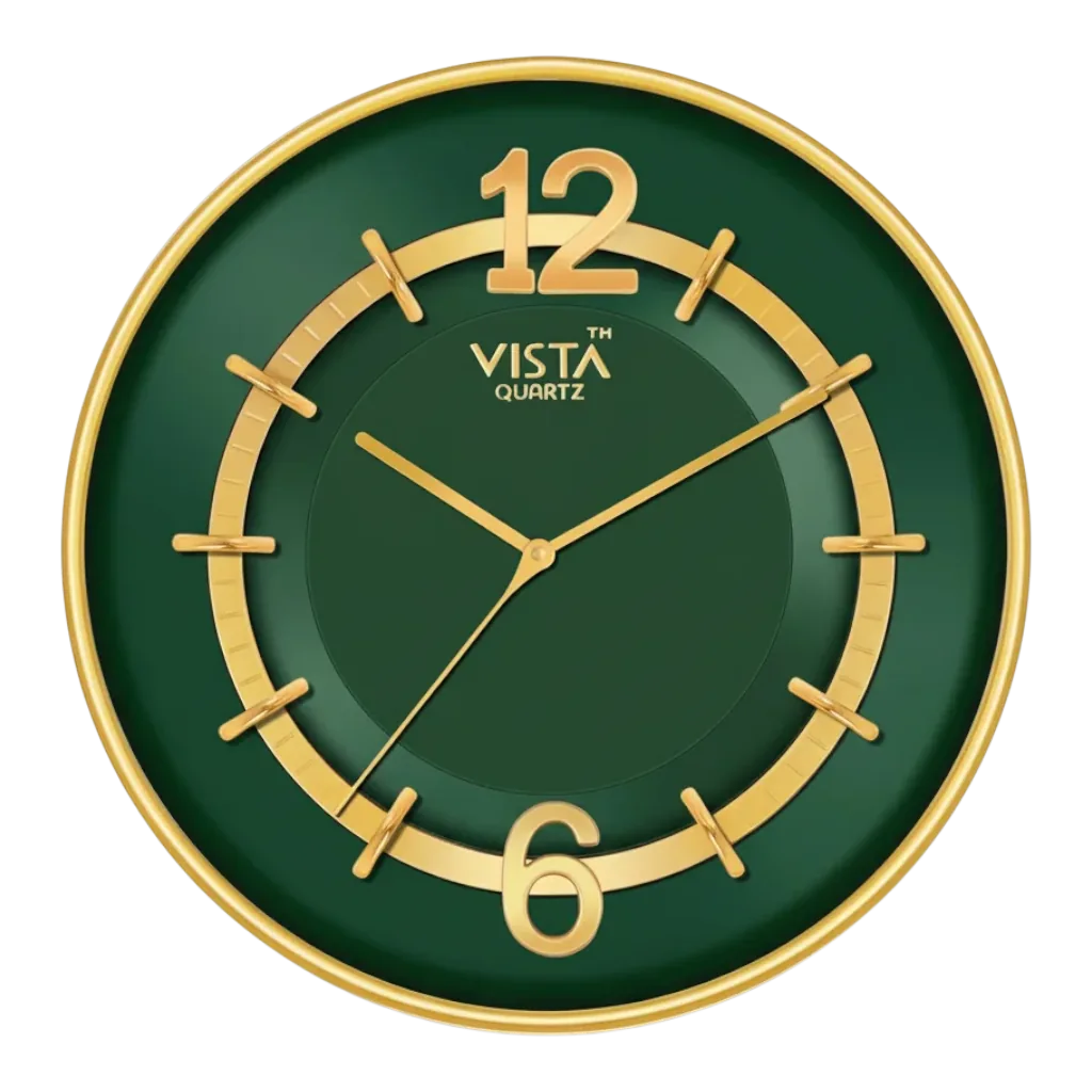 Vista 7020: Gold & Green Wall Clock