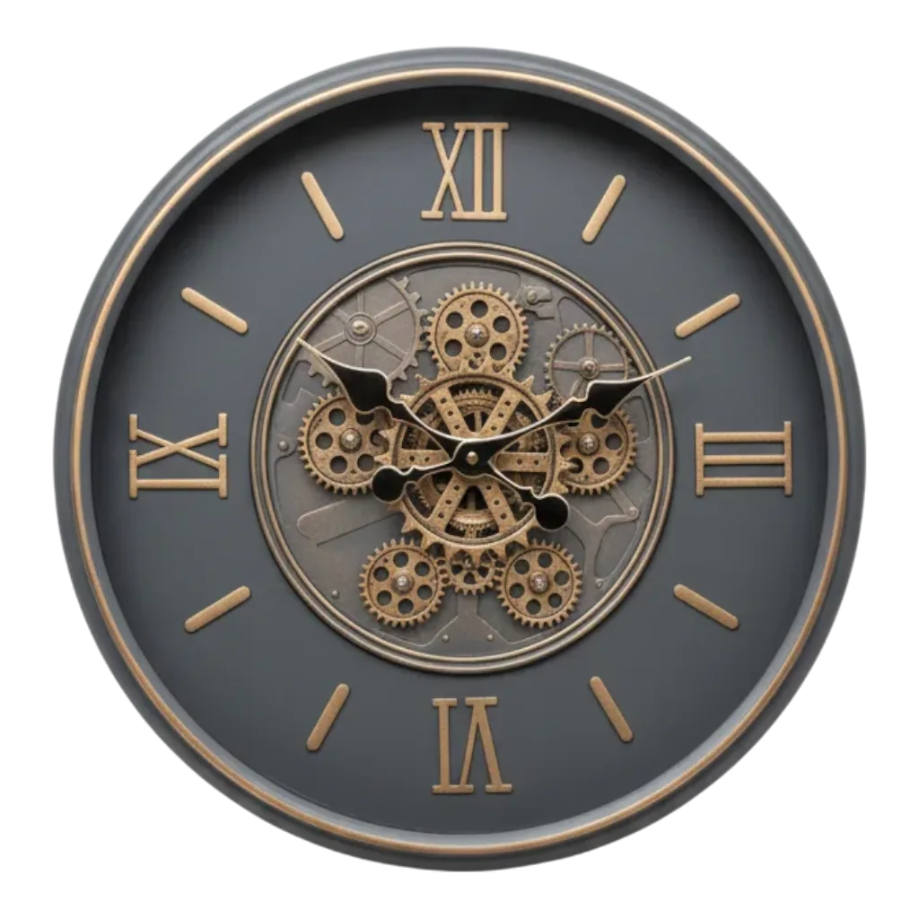 Steampunk Gear Wall Clock - Dark Grey