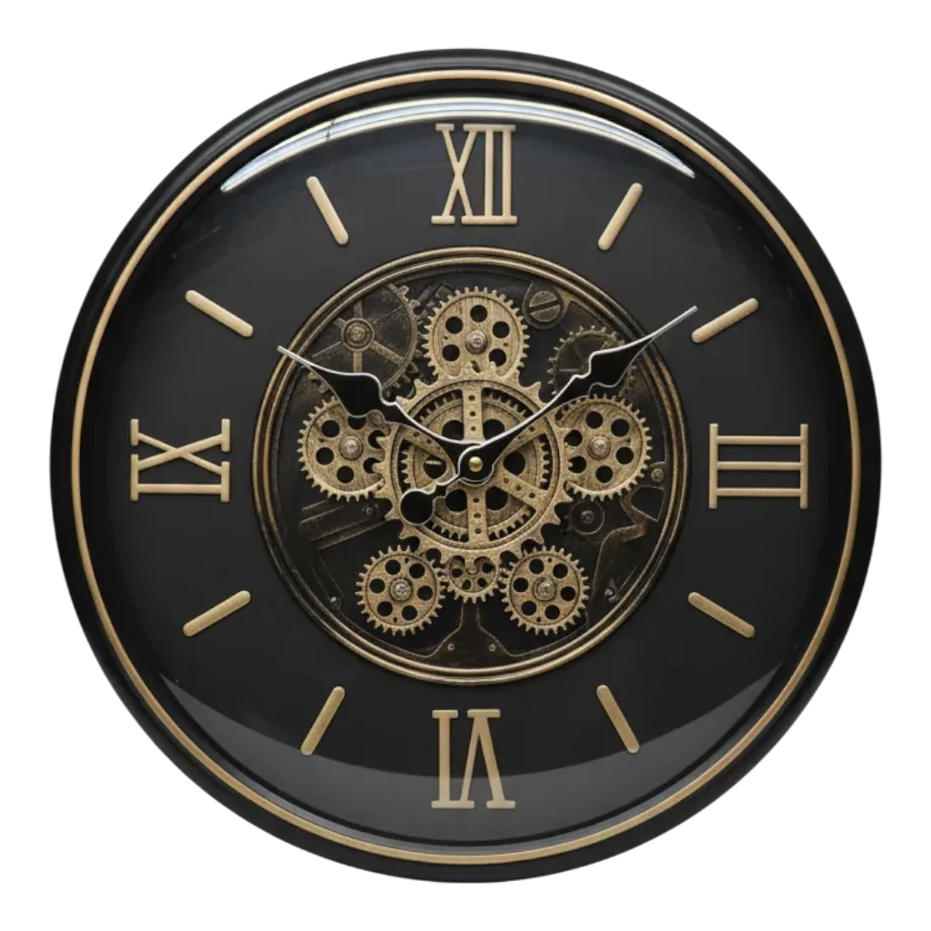Steampunk Gear Wall Clock - Black & Gold - The clock Factory - Wall Clock 16 inch - Wall Clock, Gear Clock, Steampunk - Image 10