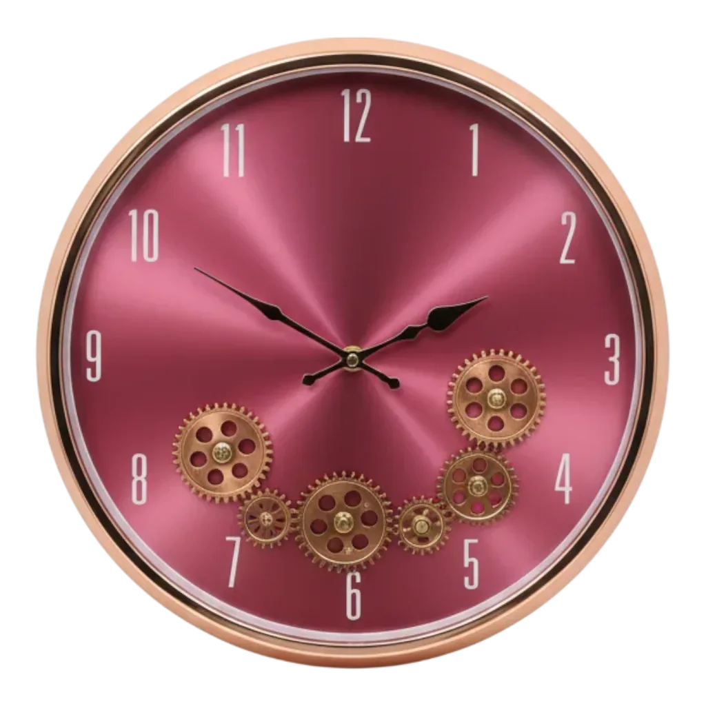 Gold Gear Wall Clock - Green Dial
