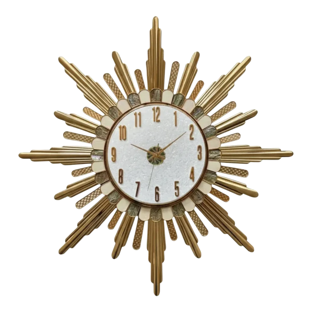 Luxurious Gold Sunburst Wall Clock - Elegant Decor - The clock Factory - Wall Clock 26 inch - Sunburst Clock, Gold Wall Decor, Decorative Timepiece - Image 10