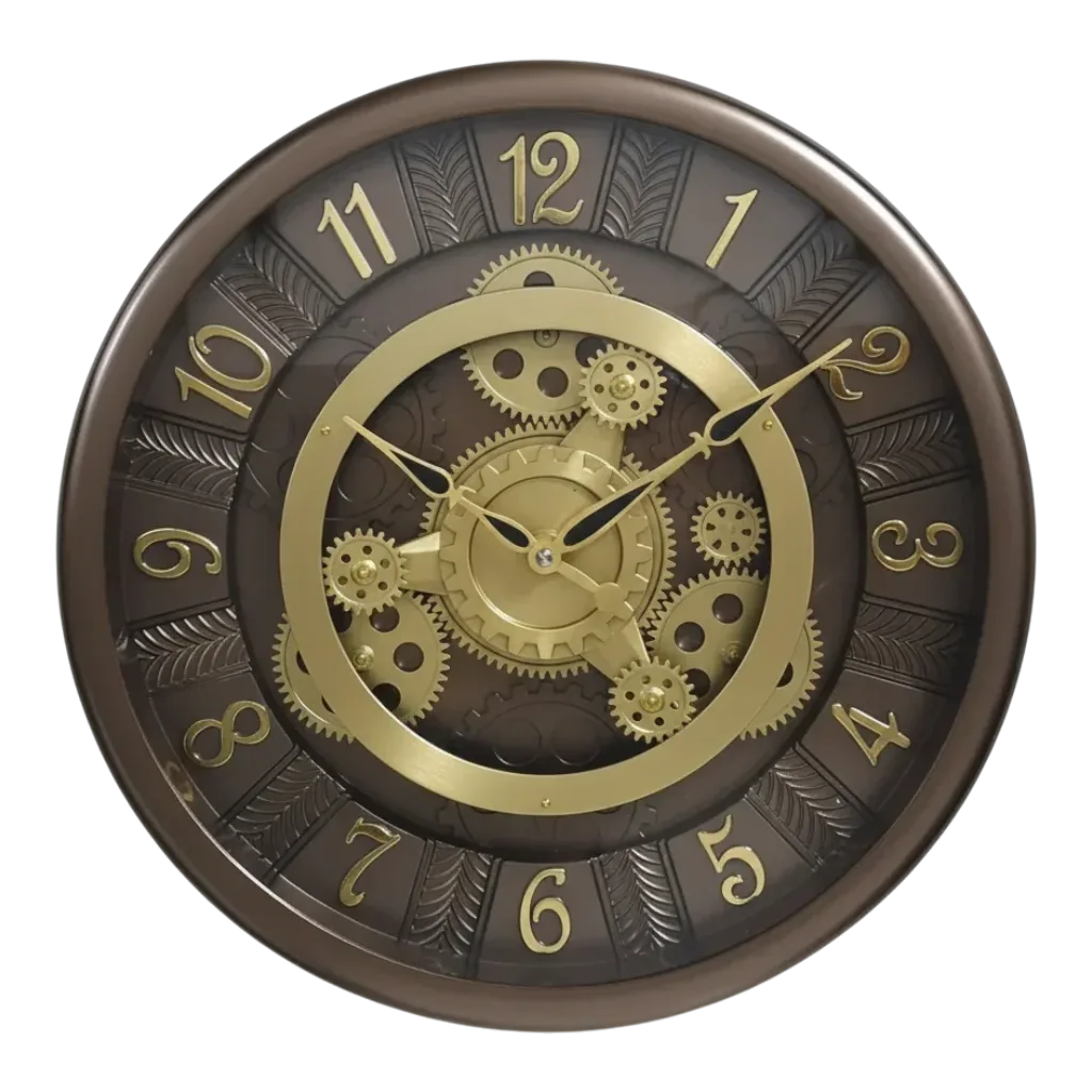 Elegant Bronze & Gold Gear Wall Clock | Milan H97 Model