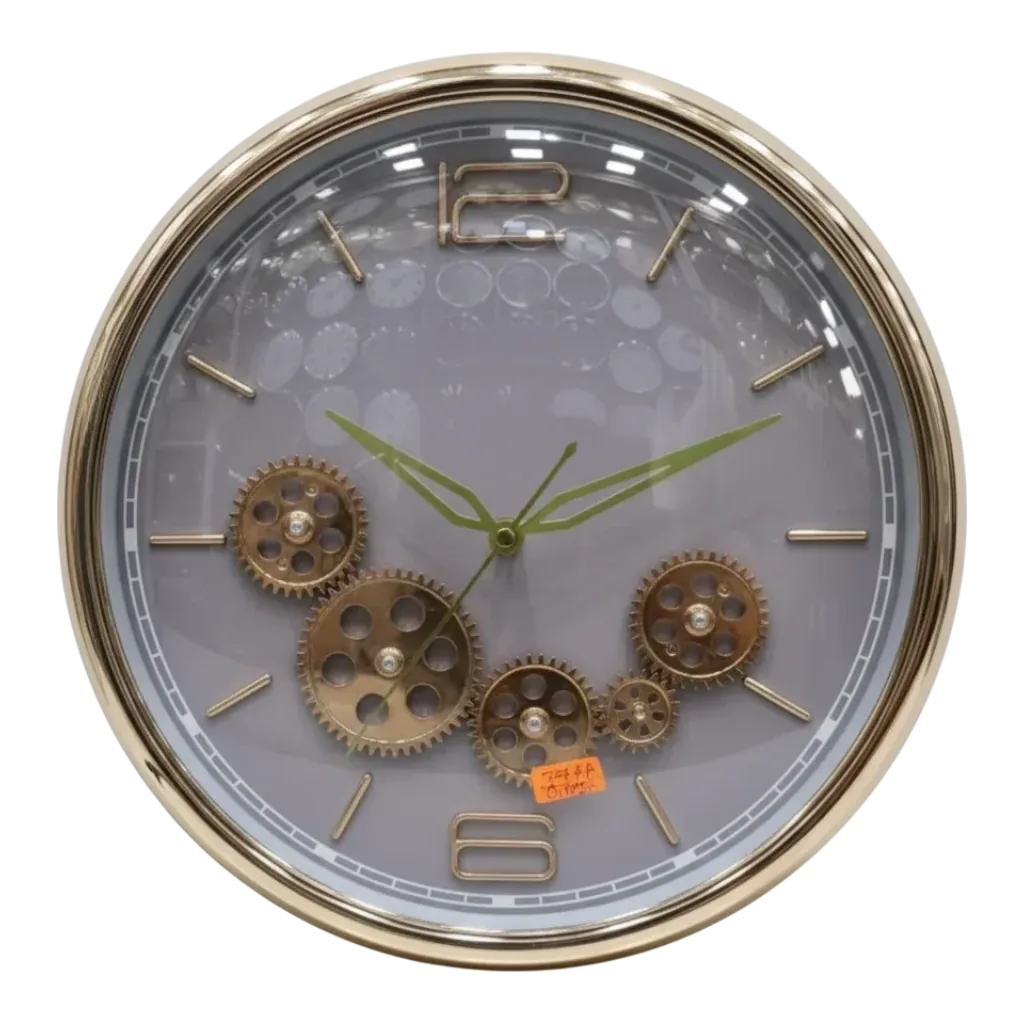 Striking Industrial Gear Wall Clock - Champagne Gold