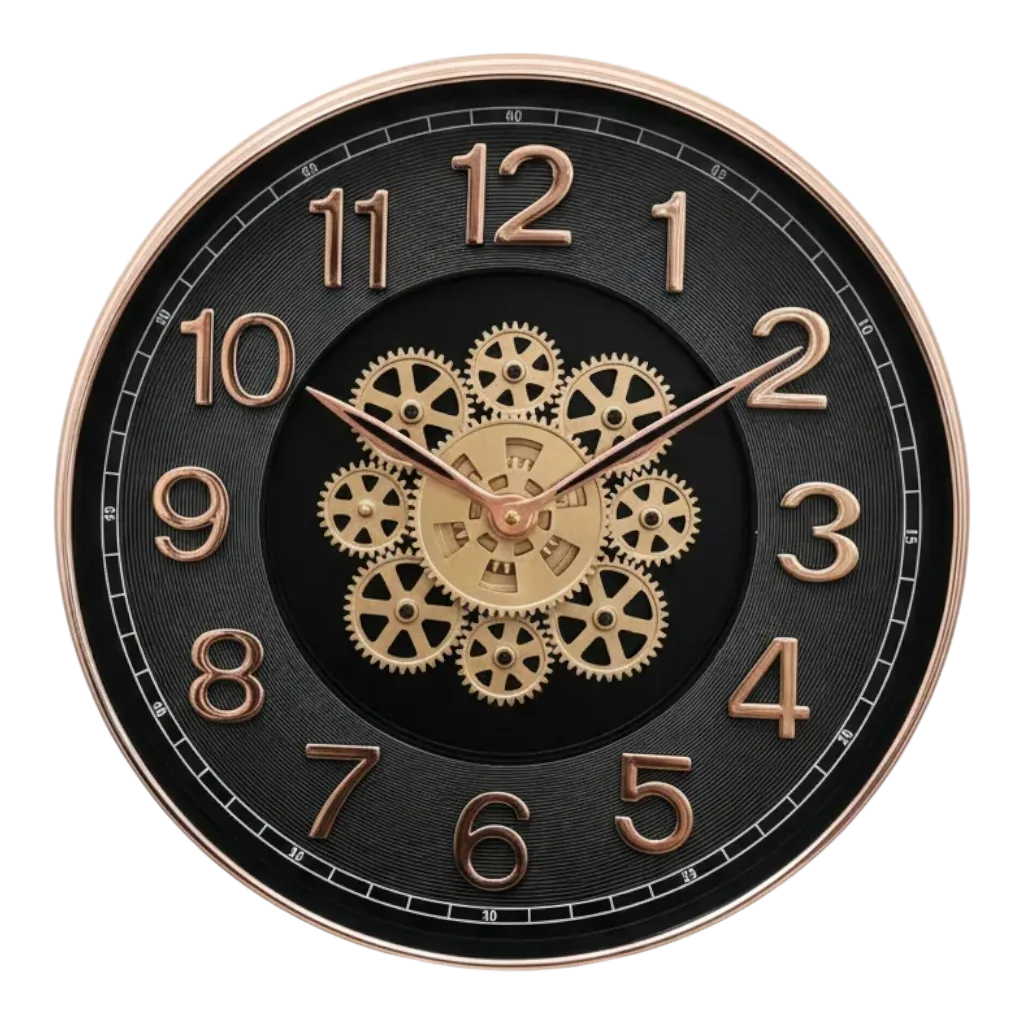 Capital 555 Steampunk Gear Wall Clock - Rose Gold Accent