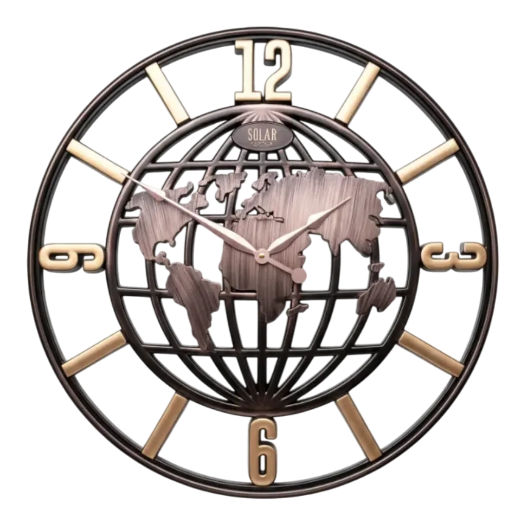 Solar SQ35 Global Explorer Wall Clock - Bronze & Gold