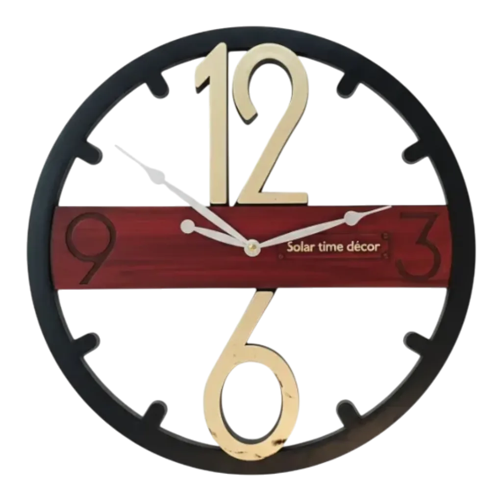 Modern Wood & Gold Wall Clock by Solar Décor