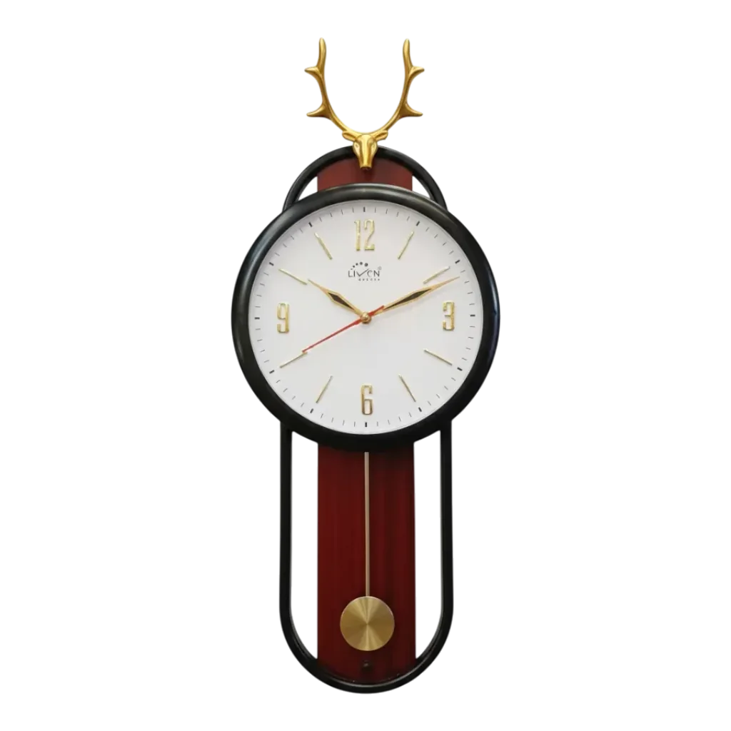 Livon Elegant Deer Head Pendulum Wall Clock