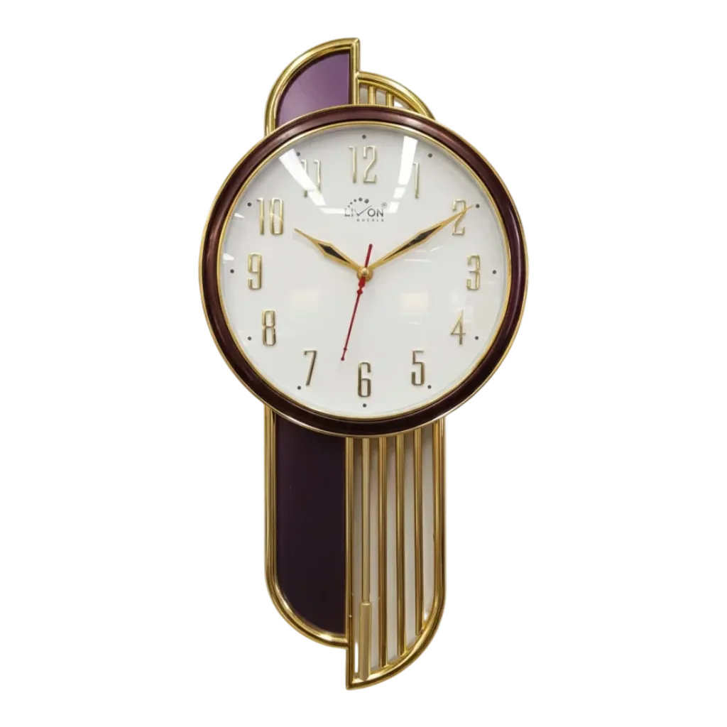 Livon pd02 Elegant Gold & Plum Decorative Wall Clock