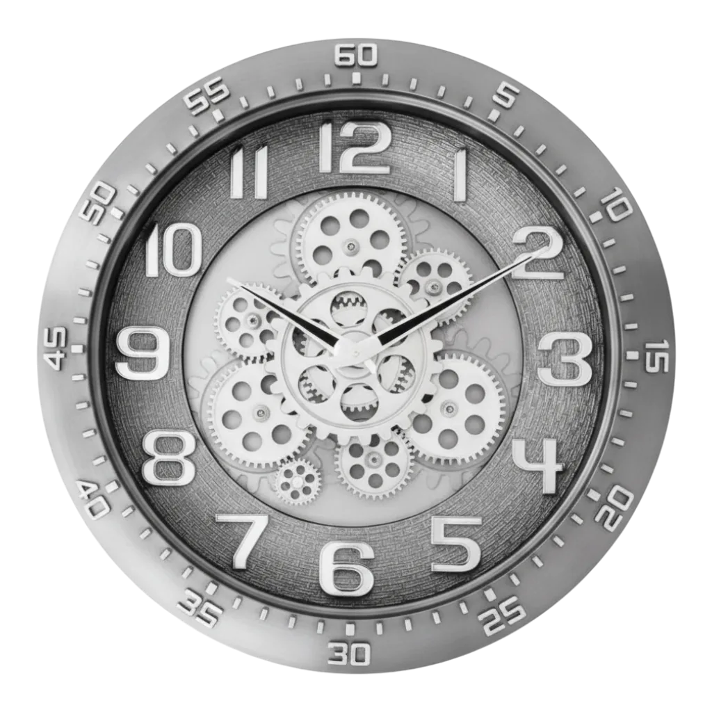 Capital 333 Industrial Gear Design Analog Wall Clock, Silver