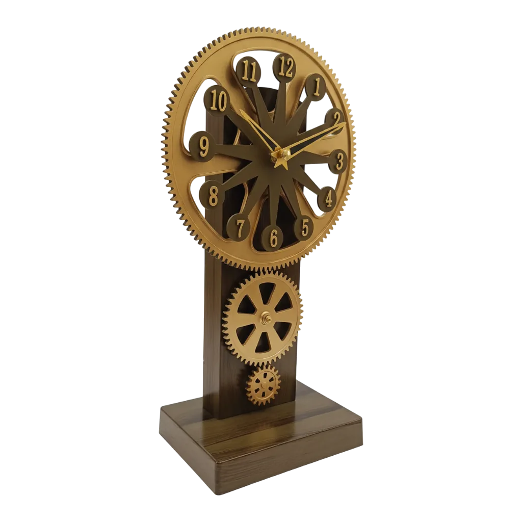 Milan GearTableClock Steampunk Industrial Analog Desk Clock