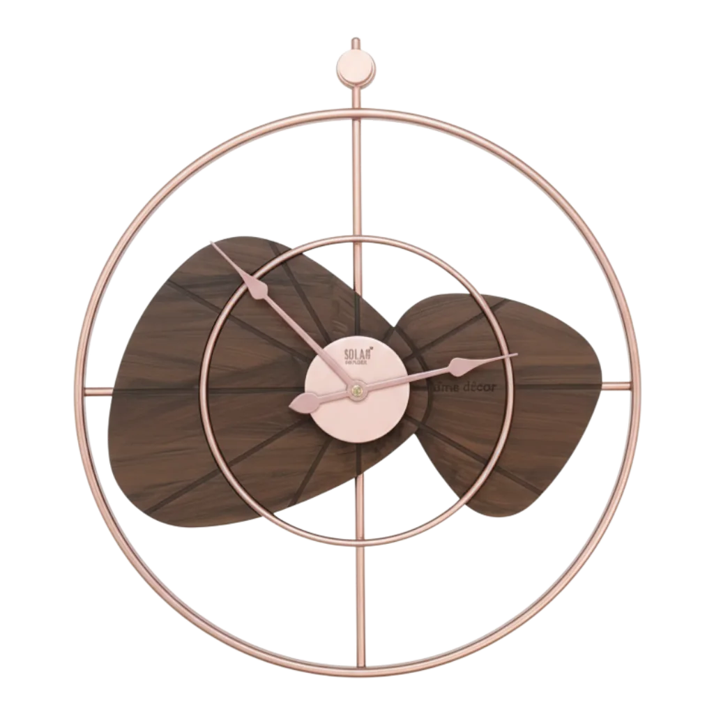 Solar SQ-60 Modern Abstract Rose Gold Metal Wall Clock