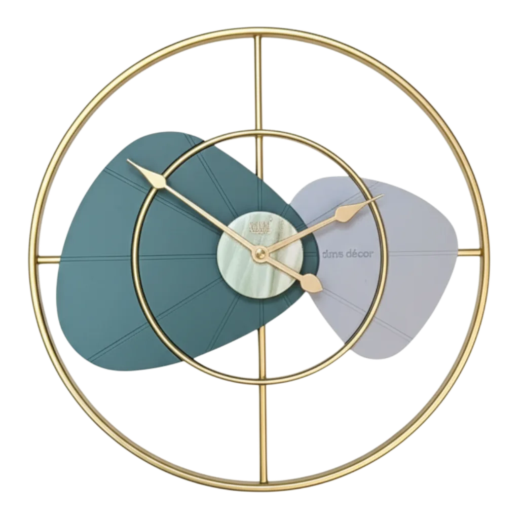 Solar SQ-60 Modern Abstract Gold & Teal Analog Wall Clock