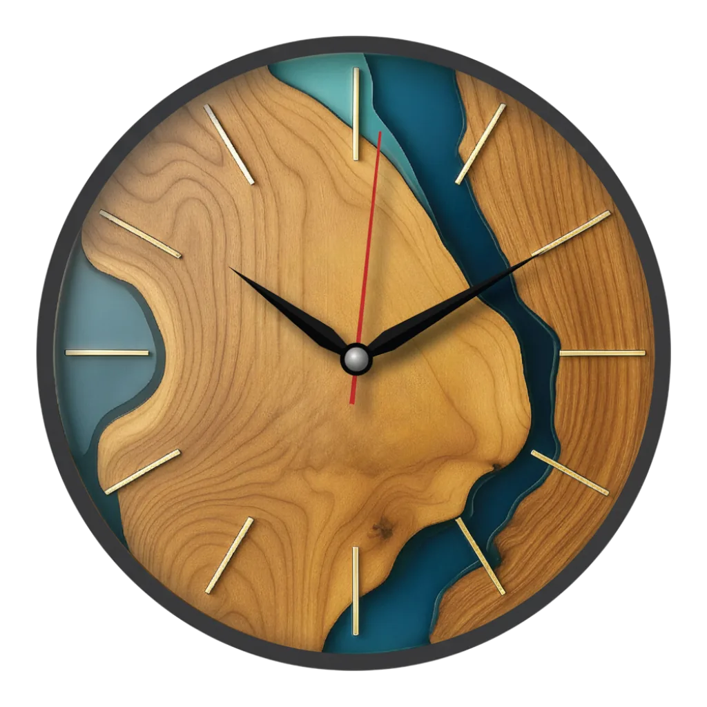 The Clock Factory tcf094 Modern Wood & Resin River Wall Clock