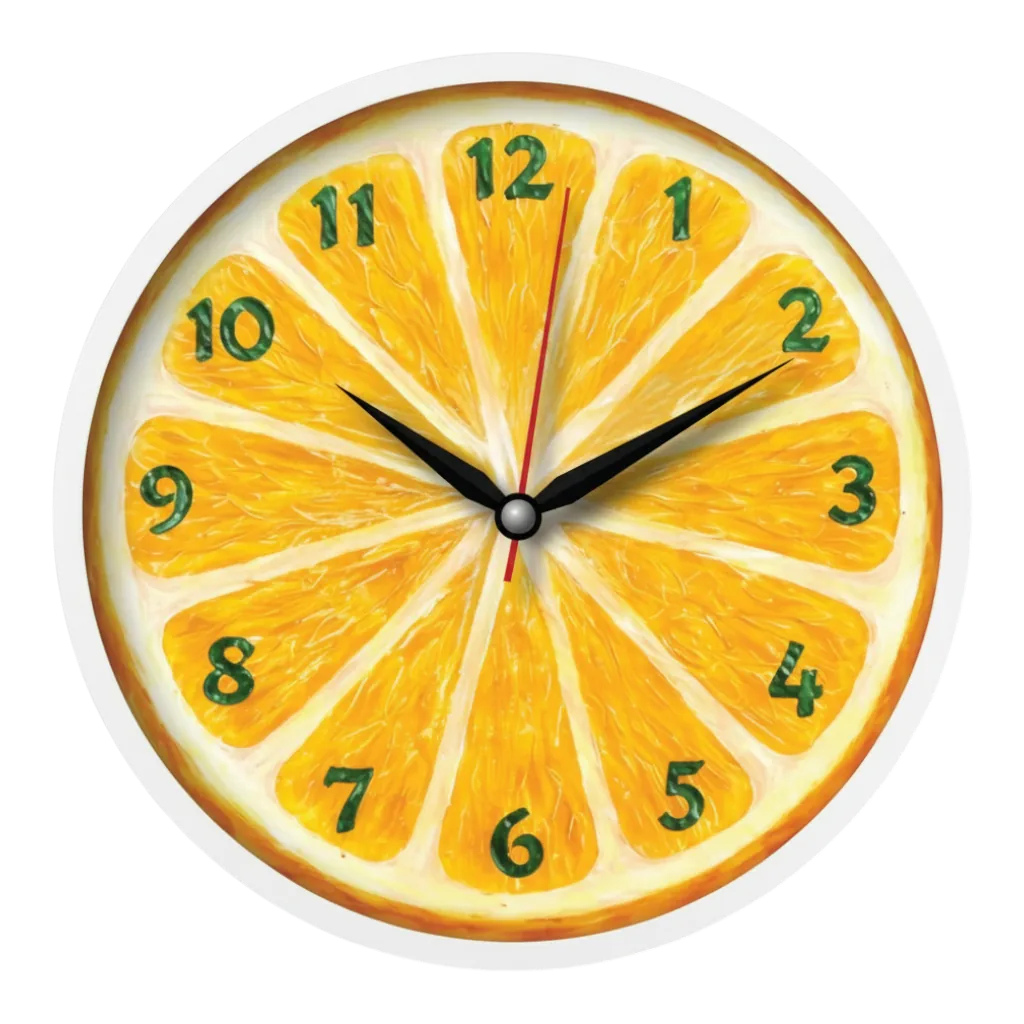 The clock Factory Vibrant Orange Slice Kitchen Wall Clock tcfkitchen