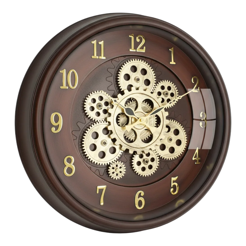 Matiz 1487 Vintage Industrial Wall Clock with Exposed Gears