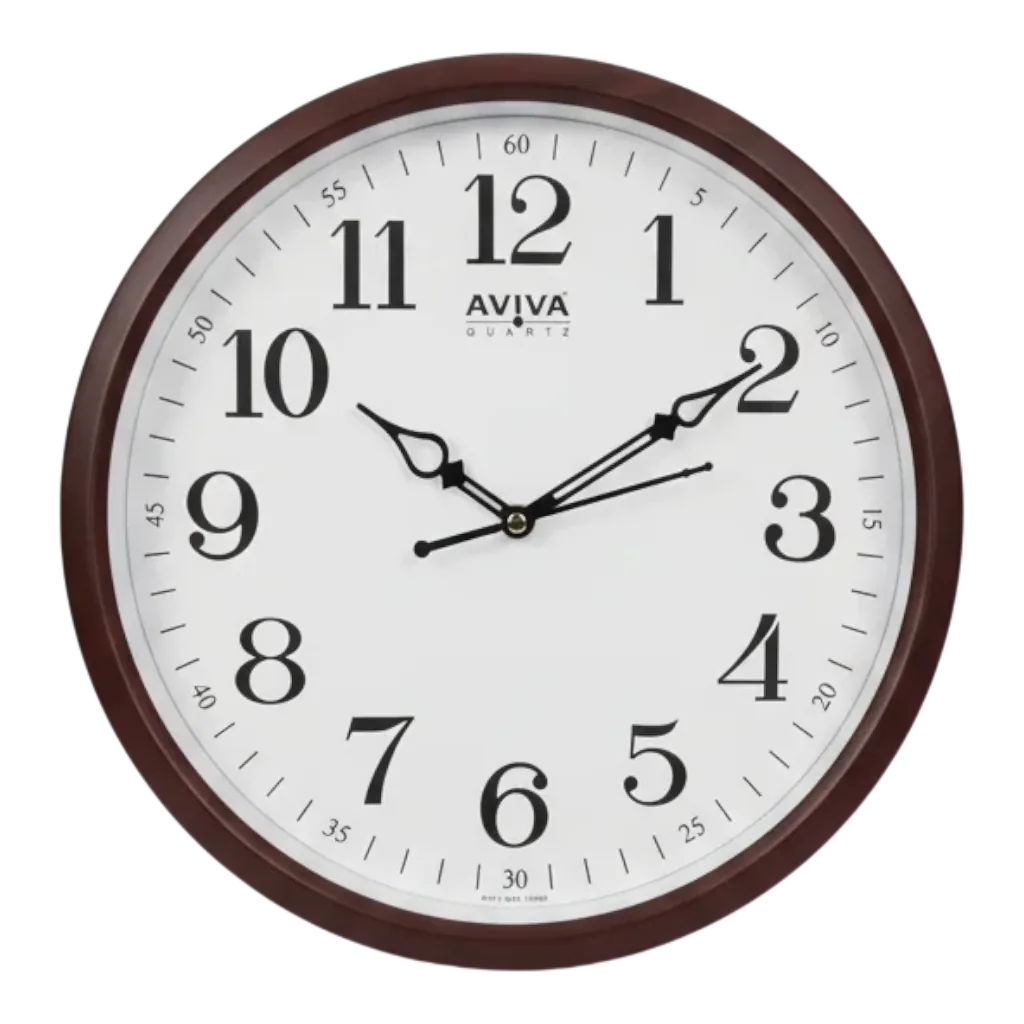 Aviva 040 Classic Round Wall Clock with Quartz Movement, Matte Brown Frame