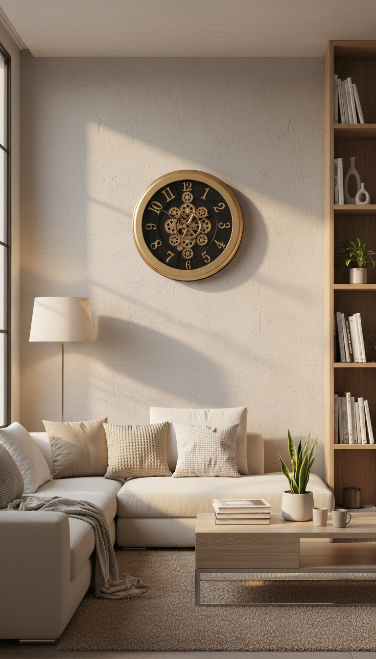 Sapna 3551 Industrial Steampunk Wall Clock with Visible Gears, Copper Finish lifestyle 1