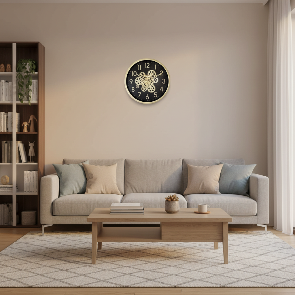 Capital 222 Decorative Gear Wall Clock - Black Dial with Rose Gold Accents & Champagne Frame - Decor 4