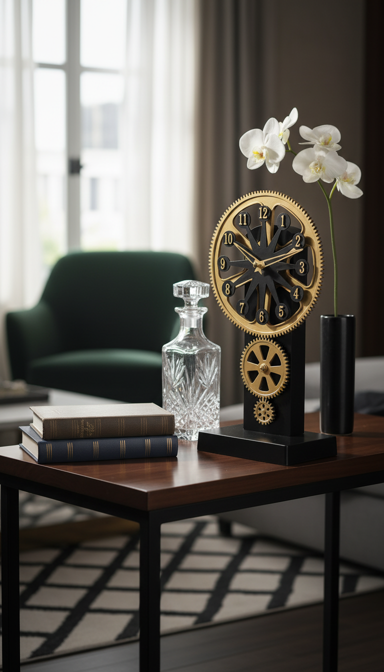 Milan GearTableClock Steampunk Industrial Analog Desk Clock - Decor 5
