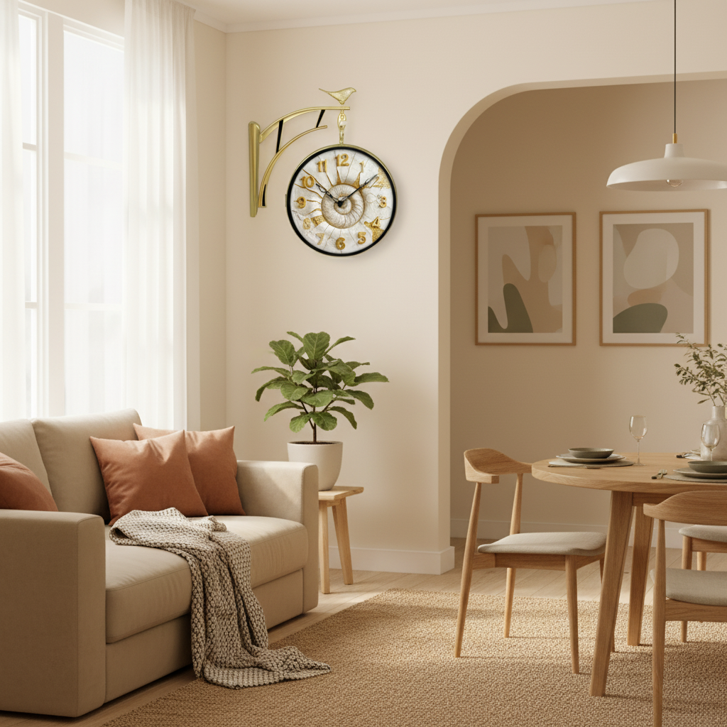 The clock Factory Gold Double Sided 12-Inch Wall Clock with Bird & Nautilus Dial - The clock Factory - Double Sided Clocks - ["Vintage Style", "Ornate Decor", "Double Sided" - Image 2