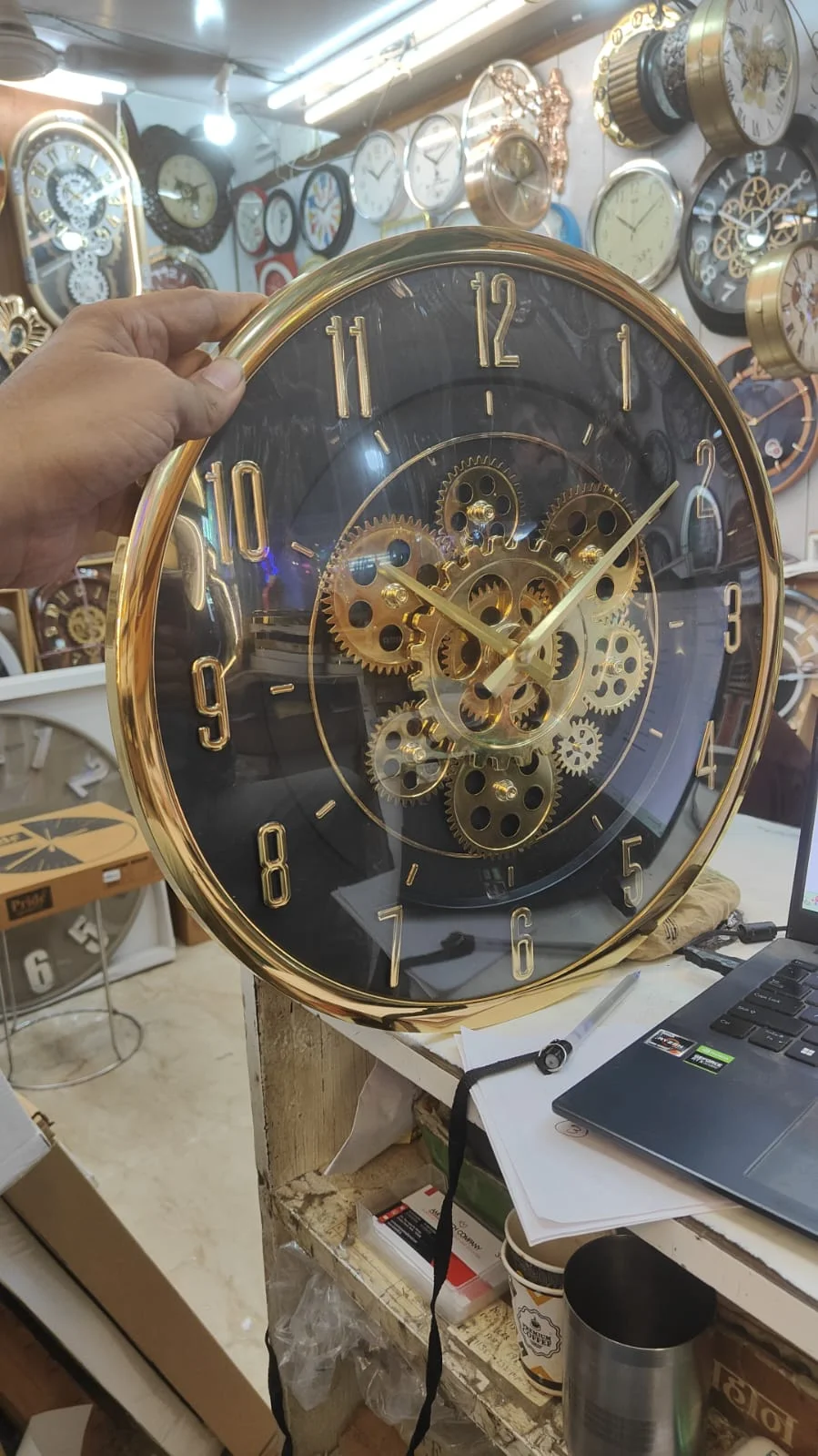 Pride 9094 Gold Gear Wall Clock - Pride - Wall Clock 18 inch - Wall Clock, Gear Clock, Gold Frame - Image 5