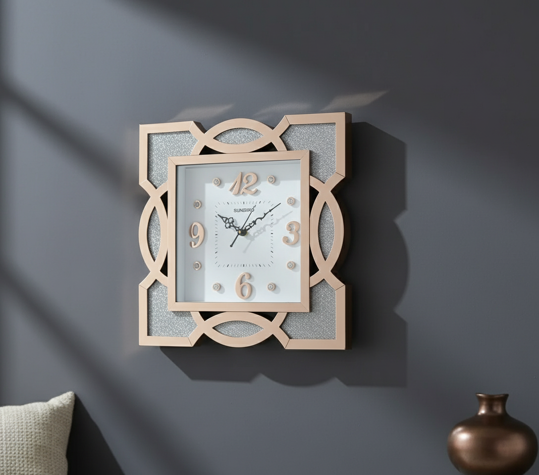 Sunbird 712 Gold Mirrored & Glitter Wall Clock - Modern Decorative Analog Timepiece lifestyle 5