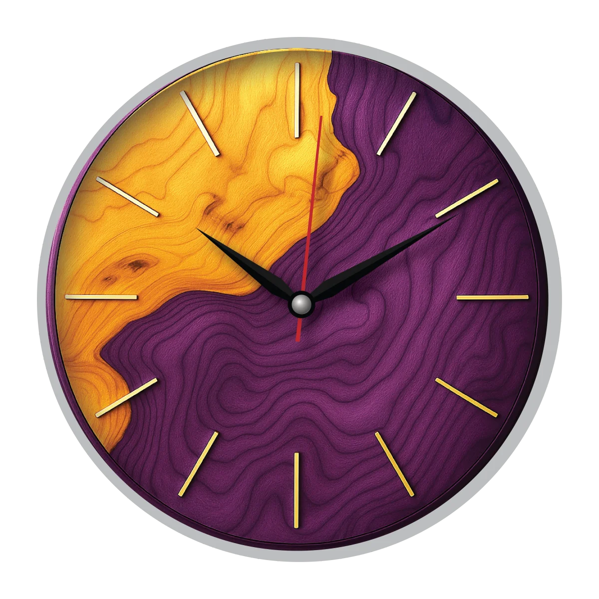 The clock Factory tcf094 Modern Two-Tone Wood Grain Wall Clock (Purple & Yellow) - The clock Factory - Wall Clock - ["Modern", "Home Decor", "Analog" - Image 3