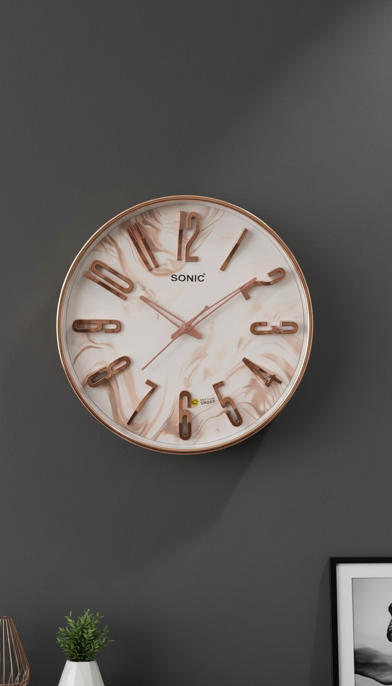 Sonic 1281 Modern Analog Wall Clock with Silent Sweep and Marble Effect Dial - Decor 4