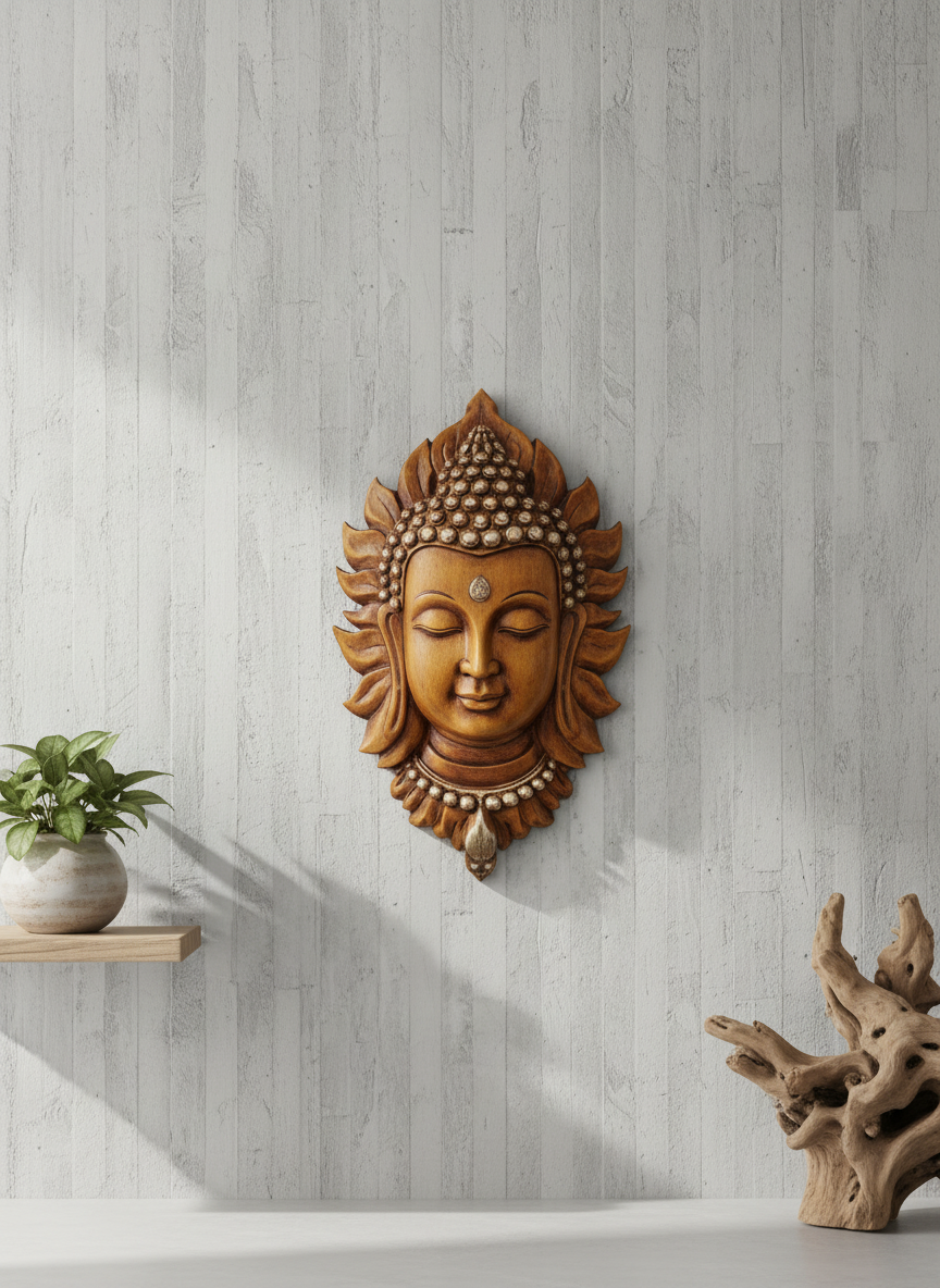 Sizzero BuddhaFace - Sizzero BuddhaFace-wooden - Premium Wall Art 